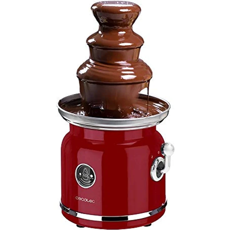 Cecotec Fun Chocolicious Schokoladenbrunnen 90W, 3 Ebenen, Edelstahl, rot – Bild 2