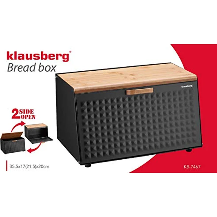 Klausberg Brotbox Brotkasten aus Holz und Edelstahl, Brotkorb in Schwarz – Bild 4