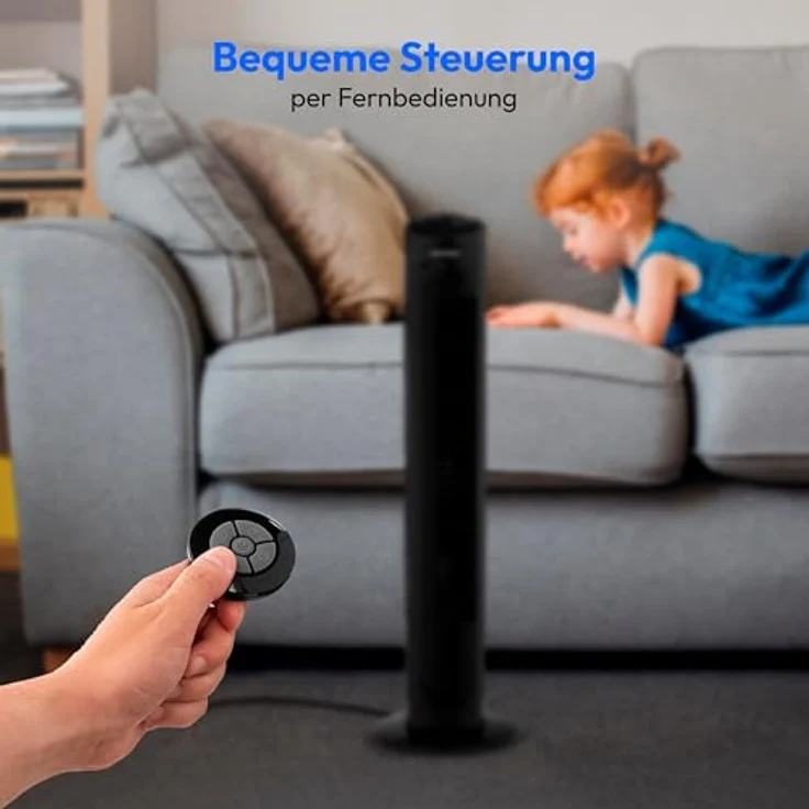 Medion® Turmventilator E11 TF, 45W Leistung, 3 Geschwindigkeitsstufen, schwarz – Bild 2