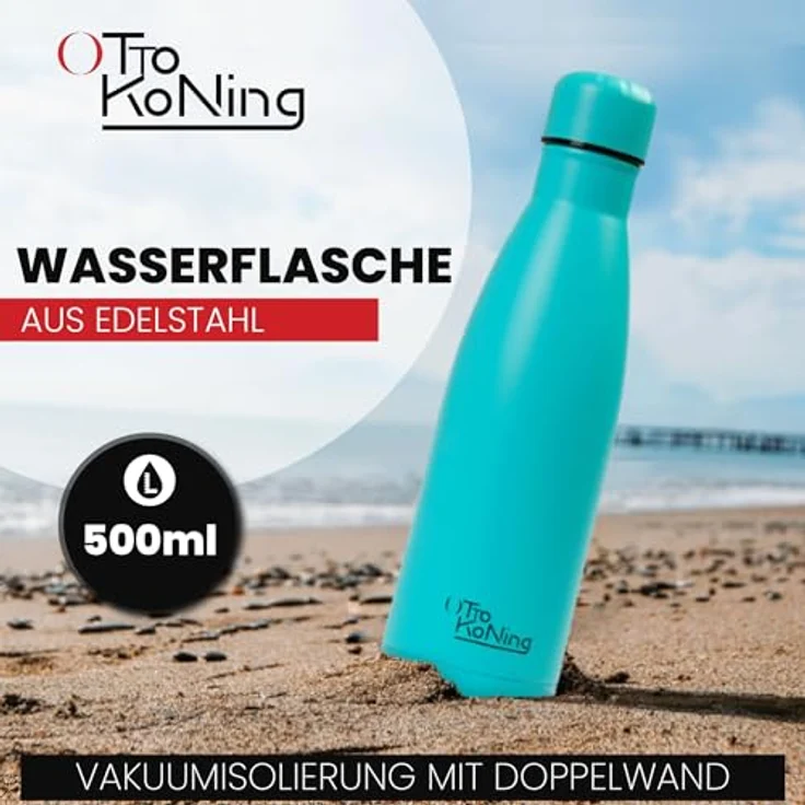 Otto Koning Trinkflasche Edelstahl 500ml, Vakuumisolierte Thermosflasche, Auslaufsicher, doppelwandig, BPA-frei, für Sport, Schule, Büro & Outdoor – Bild 3
