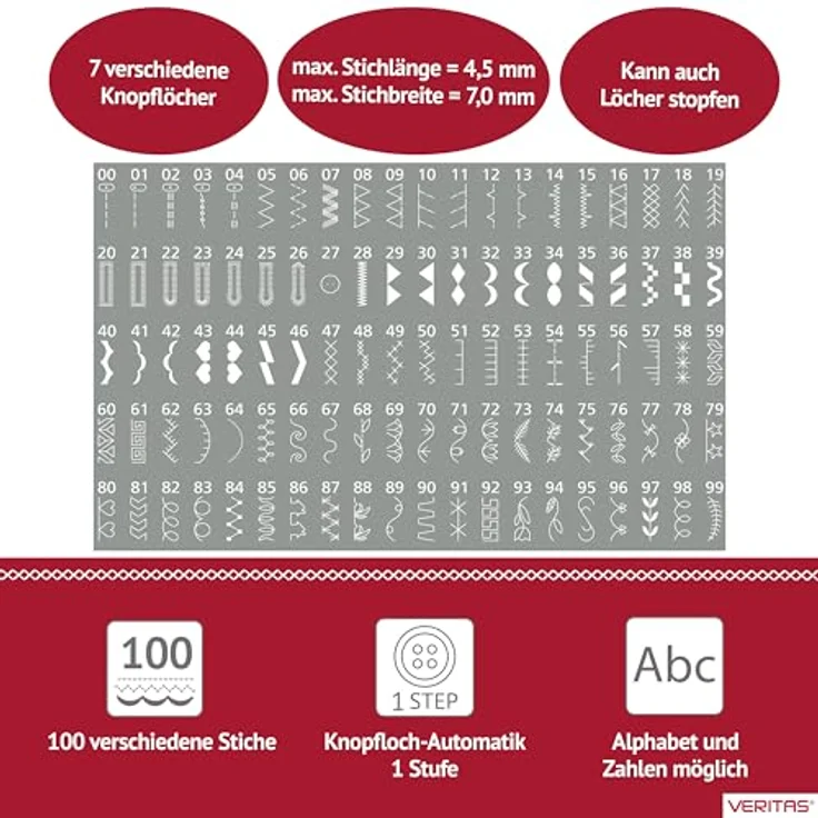 VERITAS Rubina Computer  -rot Computer-Nähmaschine, weiß – Bild 4