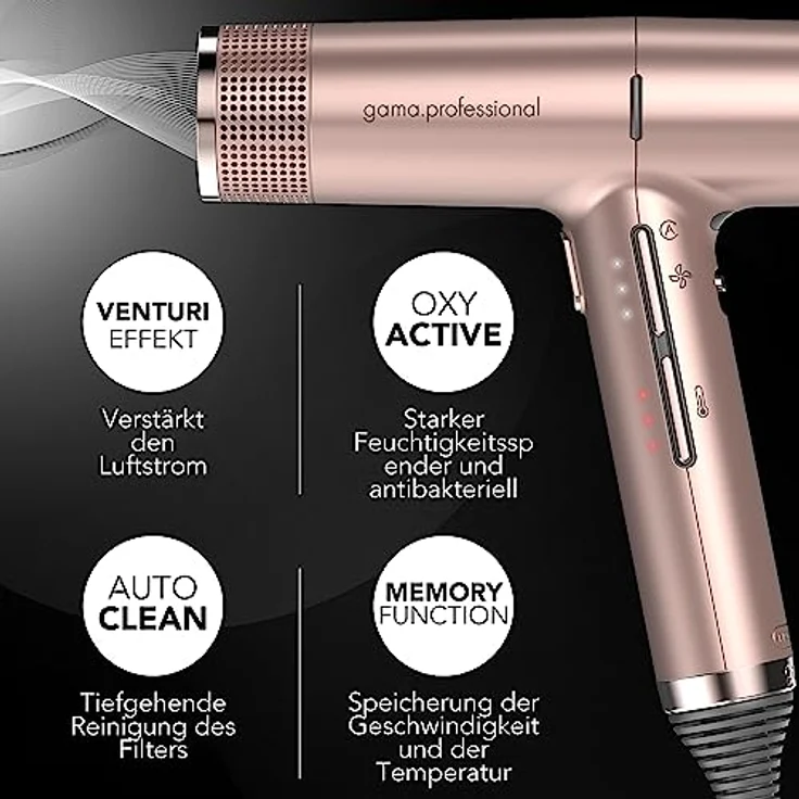 Gama Italy Professional Professioneller Haartrockner iQ Perfetto - ION-Technologie - Für gesundes und glänzendes Haar, 30% schneller, Ultraleise, Nur 294 g – Bild 3
