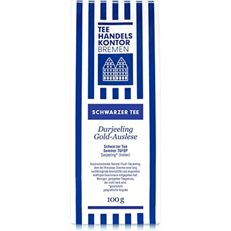 Tee Handels Kontor Bremen Schwarzer Tee Darjeeling, Sommer
TGFOP, lose | 100 g - Premiumtee lose
