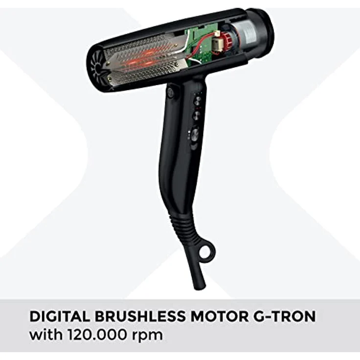 GAMMA+ XCELL S Ionic Haartrockner, 290 g Ultraleichter Haartrockner mit bakterientötender Wirkung, Leise, Smart Memory, LED-Schnittstelle, Selbstreinigende Technologie (SCHUKO-Stecker, Mattes Schwarz) – Bild 2