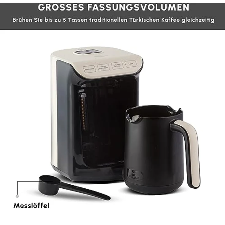 KARACA Hatır Roast Türkische Kaffeemaschine Creme 5 Tassen Kapazität Viel Schaum,535W,Sprachwarnsystem,;Lichtwarnsystem, Messlöffel, Einfache Reinigung – Bild 3