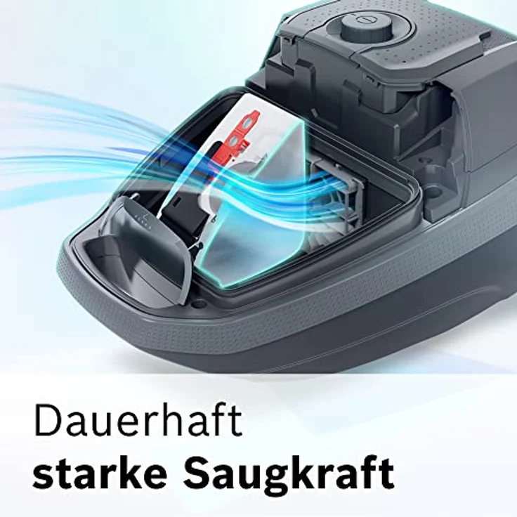 Bosch Staubsauger mit Beutel ProSilence Serie 8 BGB75XSIL, Bodenstaubsauger, ideal für Allergiker, Hygiene-Filter, 10 Jahre Motorgarantie, Hartbodendüse, langes Kabel, Made in Germany, 650 W, weiß – Bild 4