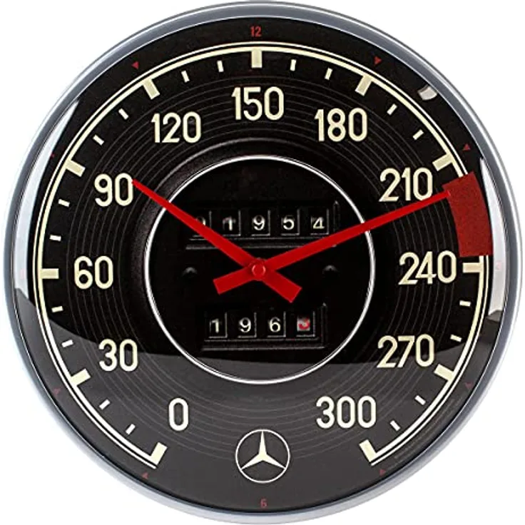 Nostalgic-Art Retro Wanduhr, Ø 31 cm, Mercedes-Benz – Tacho – Große Küchenuhr, Vintage Design