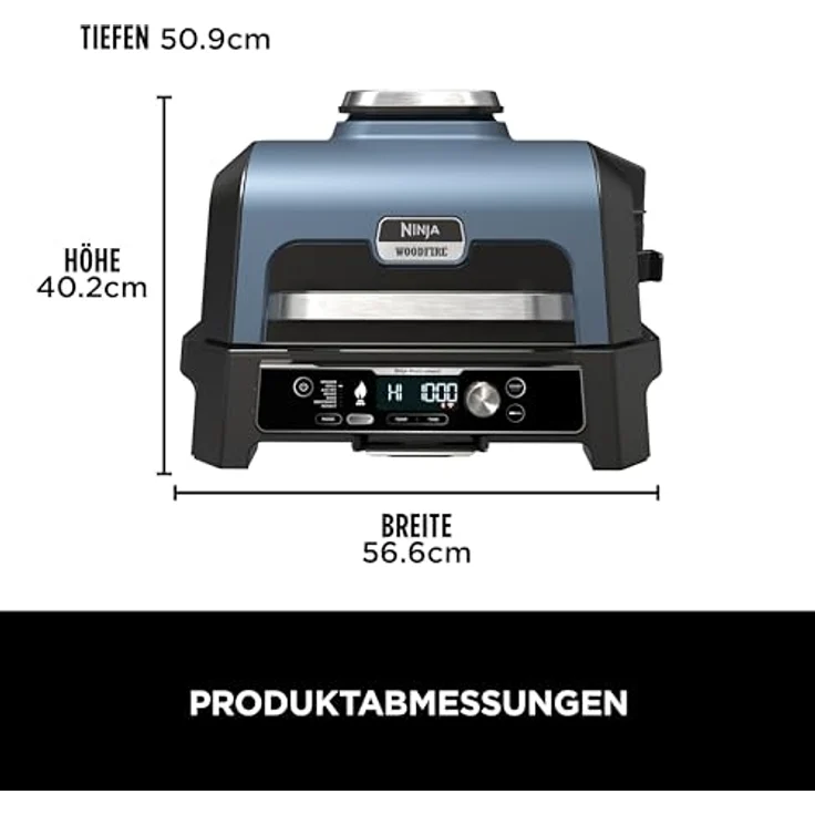 Ninja Woodfire Pro Connect XL Elektrischer BBQ Smoker Grill, App-Steuerung, 7-in-1 Outdoor Grill elektrisch & Air Fryer mit Woodfire Pellets, wetterfest, Schwarz OG901EU – Bild 3