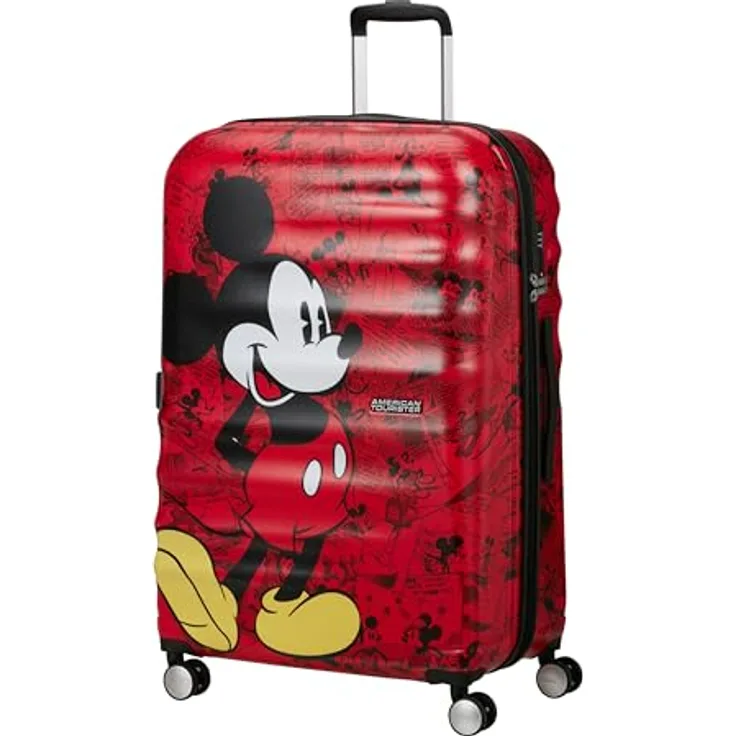 American Tourister Wavebreaker Disney FL - Spinner L, Koffer, 77 cm, 96 L, Mehrfarbig (Mickey Comics Red) - Robuste ABS-Konstruktion, TSA-Schloss, recycelte PET-Innenausstattung