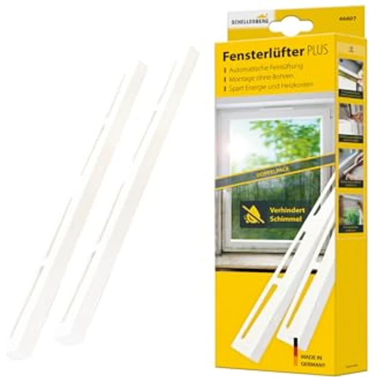Schellenberg Fensterlüfter Plus 46607, passive Feinlüftung zur Schimmelprävention, weiß, 2 Stück – Bild 1