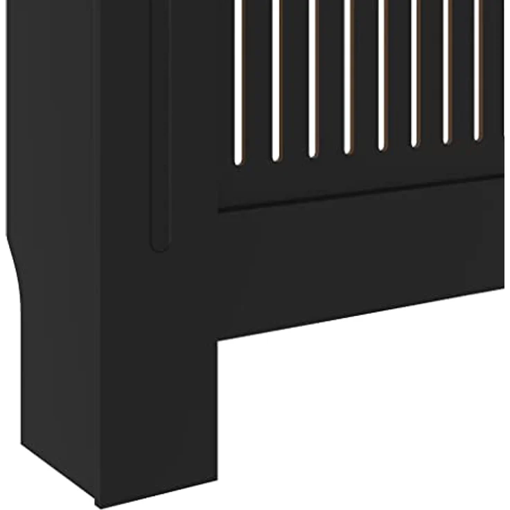 vidaXL Tarik Heizkörperverkleidung, Schwarz, einstellbare Länge 142-205 cm, modernes Lattenrost-Design aus robustem MDF – Bild 8