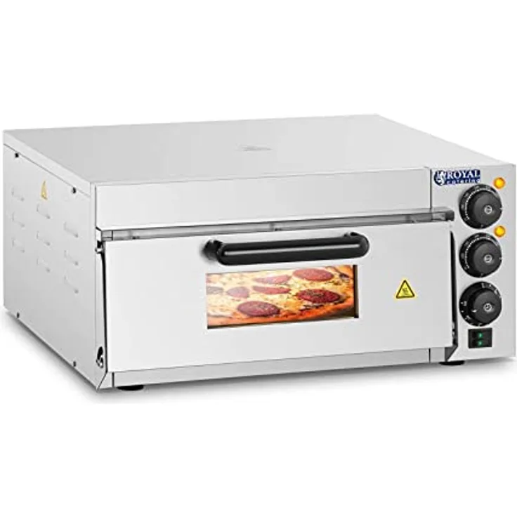 Royal Catering RCPO-2000-1PE Pizzaofen elektrisch 2000W 1 Kammer Pizzabackofen Pizza Ofen Schamotte Schamotteboden