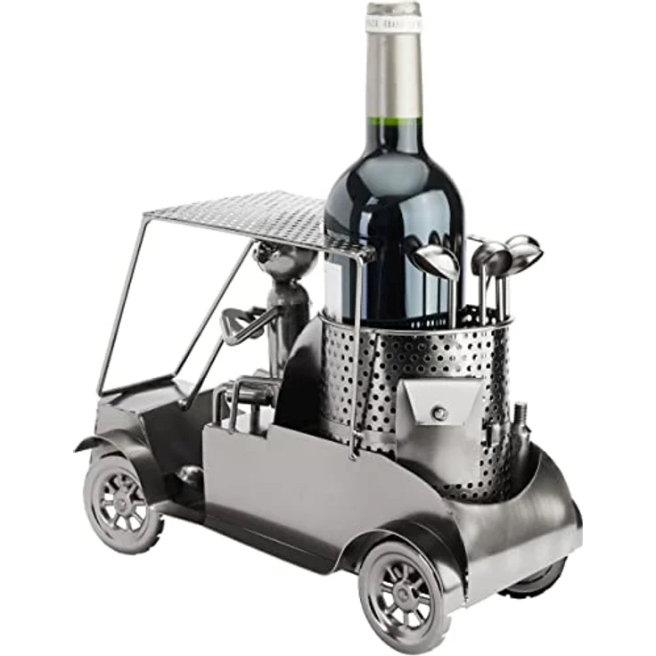 BRUBAKER Flaschenhalter Golfer in einem Golfcar Metall Skulptur Geschenk mit  – Bild 4