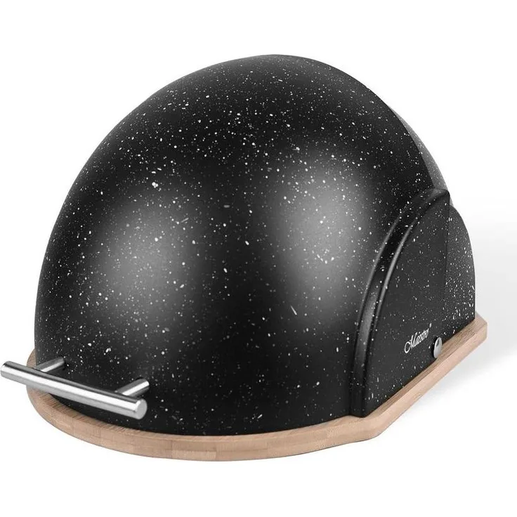 Maestro MR-1678G-BLACK Brotbox, stilvolle Brotaufbewahrung aus Bambusholz, schwarz, für frisches Brot