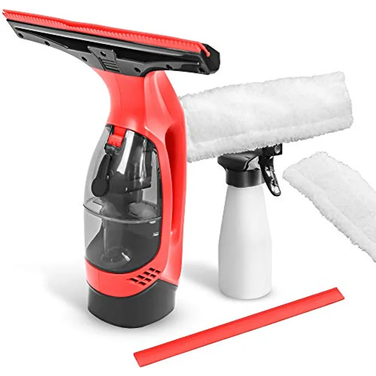 STARK Akku-Fenstersauger WC-2000 HOME Set, kabellos mit Sprühflasche, Mikrofaser-Wischbezug & Ersatz-Gummilippe für streifenfreie Reinigung von Fenster, Fliesen und glatten Oberflächen