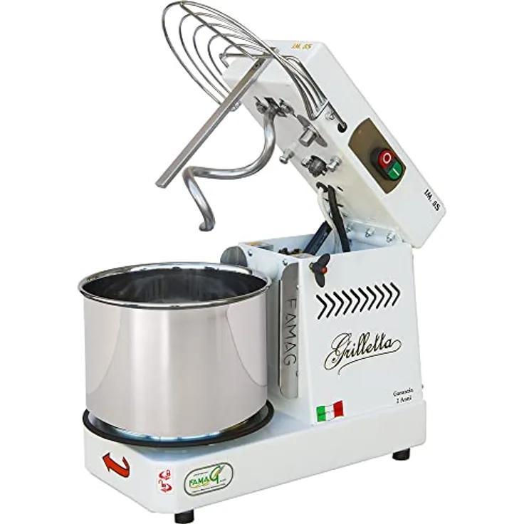 Famag Grilletta IM5 10V HH Spiral-Knetmaschine, Spiralschneider, 10 Geschwindigkeiten, 7 Liter, silber