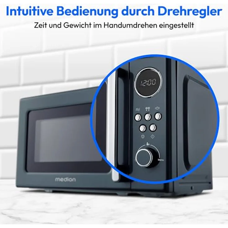 Medion® Mikrowelle MD 15000 grau, 20 l, Retro-Design, 800 Watt, 5 Leistungsstufen – Bild 6