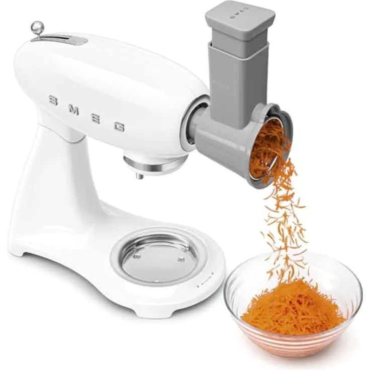 Smeg SMF05WHEU Küchenmaschine, 1000 Watt, 4,8 Liter Edelstahl-Rührschüssel, Hochglanz-Weiß, mit 10 Geschwindigkeitsstufen und Zubehör – Bild 9