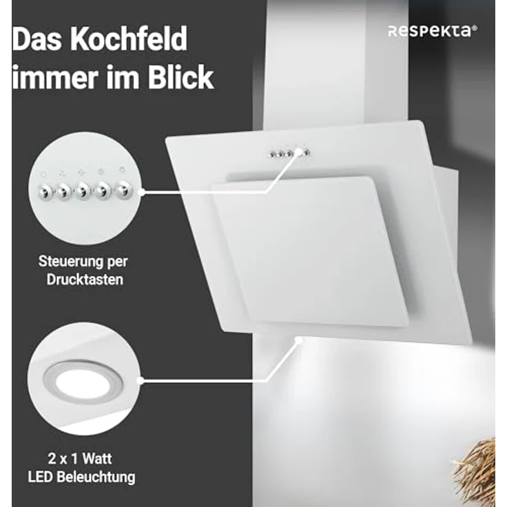 Respekta CH21060WBZ Kopffreihaube, Wandmontage, weiß – Bild 4