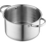 FLORINA Topf aus Edelstahl (2,5 l) 18 cm I Kochtopf mit Glasdeckel I Mit Messbecher und genieteten Griff I 3-Schicht-Boden I Spülmaschinengeeignet I Ideal für Induktionsherd, Gasherd und Elektroherd