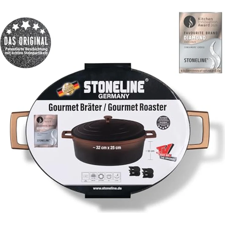 STONELINE Bräter, Aluguss-Bräter in Roségold mit Aroma-Regen und Antihaftbeschichtung – Bild 9