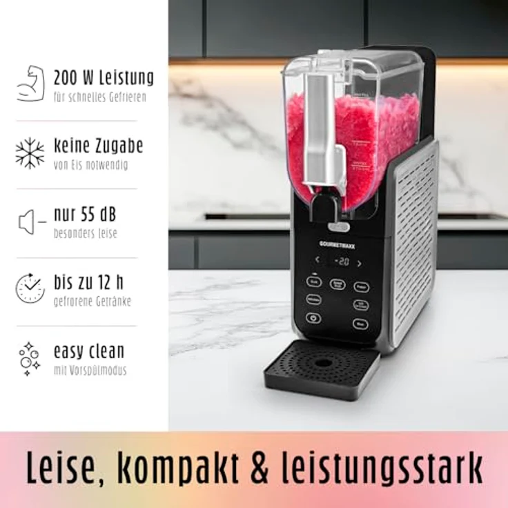 GOURMETmaxx FreezeUp Slush Eis Maschine, 2,8 L Slush Maker mit 5 Modi für Slushies, Milchshakes und Softeis – elektrisch, für bis zu 10 Personen – Bild 5