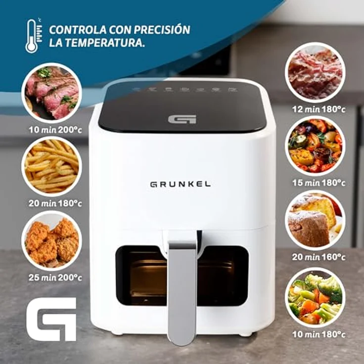 Grunkel 4L Heißluftfritteuse, 1200W, weiße Küchenmaschine – Bild 4