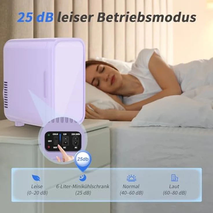 YASHE Mini-Kühlschrank MFA-6L-H, 6 L, Lila, Kühlen/Warmhalten mit AC- und DC-Kabel – Bild 8