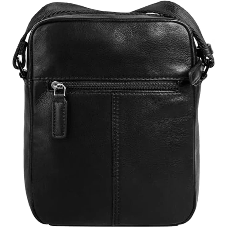 bugatti Umhängetasche CLIFF, echt Leder, schwarz, 21 cm x 16 cm x 5 cm, verstellbarer Schultergurt, Smartphonefach bis 6,7 Zoll – Bild 4
