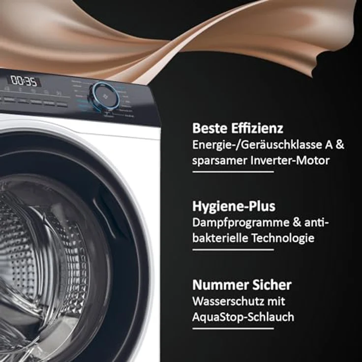 Haier I-PRO SERIE 3 HW81-NBP14939 Frontlader Waschmaschine 8kg mit Dampfprogrammen & Refresh-Programm - A-Effizienz, Inverter-Motor – Bild 3