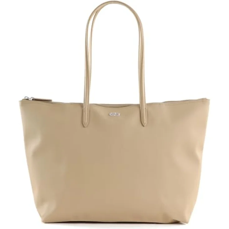 Lacoste L.12.12 Concept Shopper L, 35 cm, Hellbraun, mit Reißverschlussfach und Leder-Schulterriemen – Bild 1