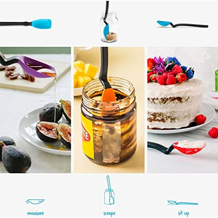 Dreamfarm Mini SUPOON Silikon Kochlöffel, flexibler Teigschaber in Blau, hitzebeständig bis 250°C, spülmaschinenfest, BPA-frei – Bild 3