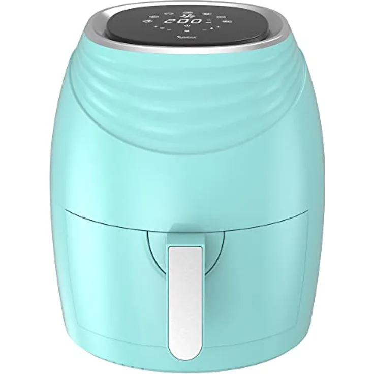 TurboTronic/Digitale Heißluftfritteuse / 3,5L / schwarz, grün. türkis / 1200W / Airfryer mit Timer bis 60 Minuten, 50-200°C, LED-Display, Retro-Design (Türkis)