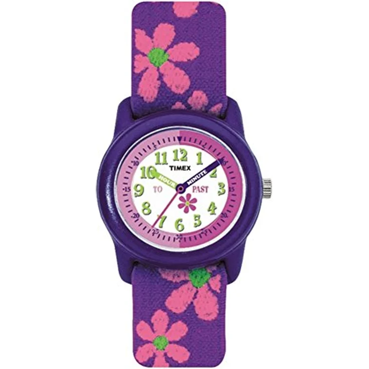 Timex Time Machines T89022, Kinder-Armbanduhr mit elastischem Violett-Gewebeband, 29 mm Gehäusedurchmesser, wasserdicht 3 bar, in Geschenkbox – Bild 1