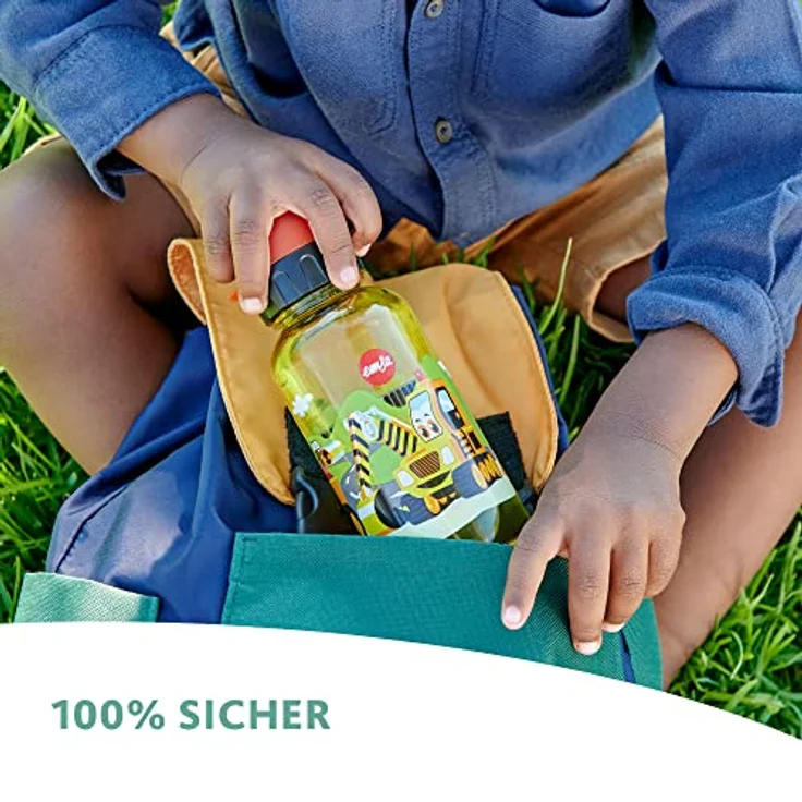 Emsa Trinkflasche Kids Tritan Bagger, 0.4 L, 100% auslaufsicher, spülmaschinenfest, bunt mit Motiv – Bild 5