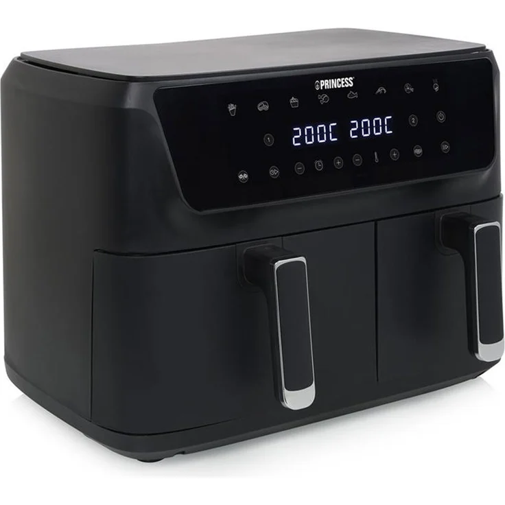 Princess 182470 Doppel 11 L Unabhängige 2700 W Heißluftfritteuse Schwarz, 2-in-1 Kocher für gesunde Mahlzeiten ohne Öl