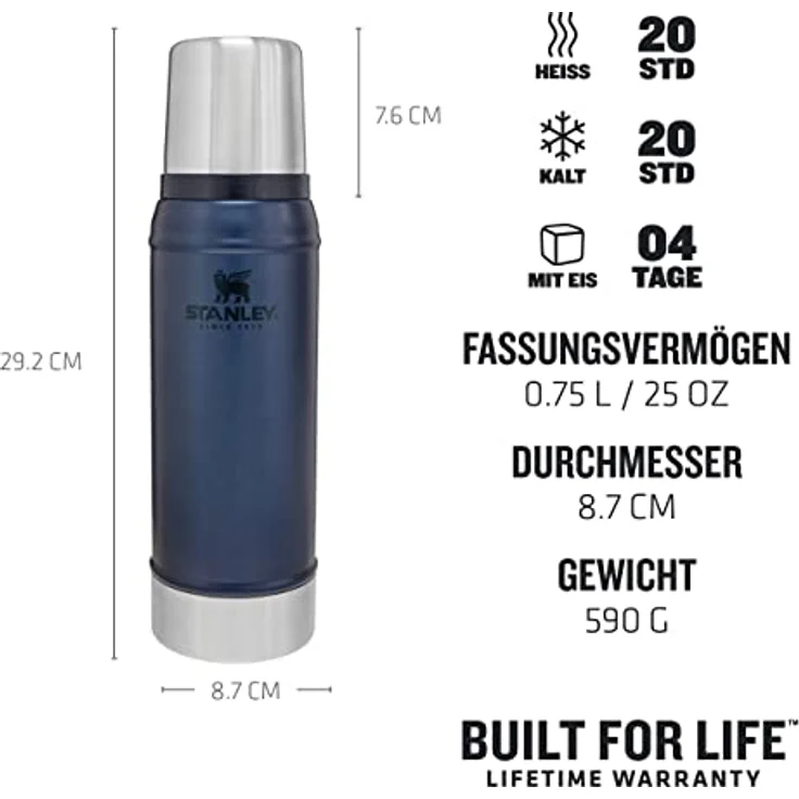 Stanley Legendary Classic Edelstahl-Thermosflasche, 18-8, Nightfall, 0,75 L – Bild 2