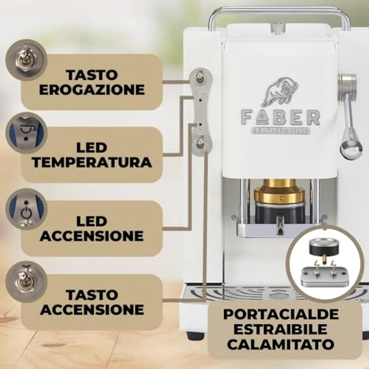 Faber Coffee Machines Kaffeepadmaschine Pro Deluxe 3.0 Chrom, ESE-Pad-kompatible Espressomaschine mit hygienischem Glas-Wassertank und magnetisch abnehmbarer Brühgruppe – Bild 3