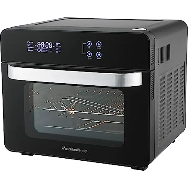 Melchioni Family | Combo Luftfritteuse mit 24 Litern Fassungsvermögen, Fritteuse + statischer und belüfteter Ofen mit 11 Programmen, 45-230 °, Modell Victoria, Farbe: Schwarz