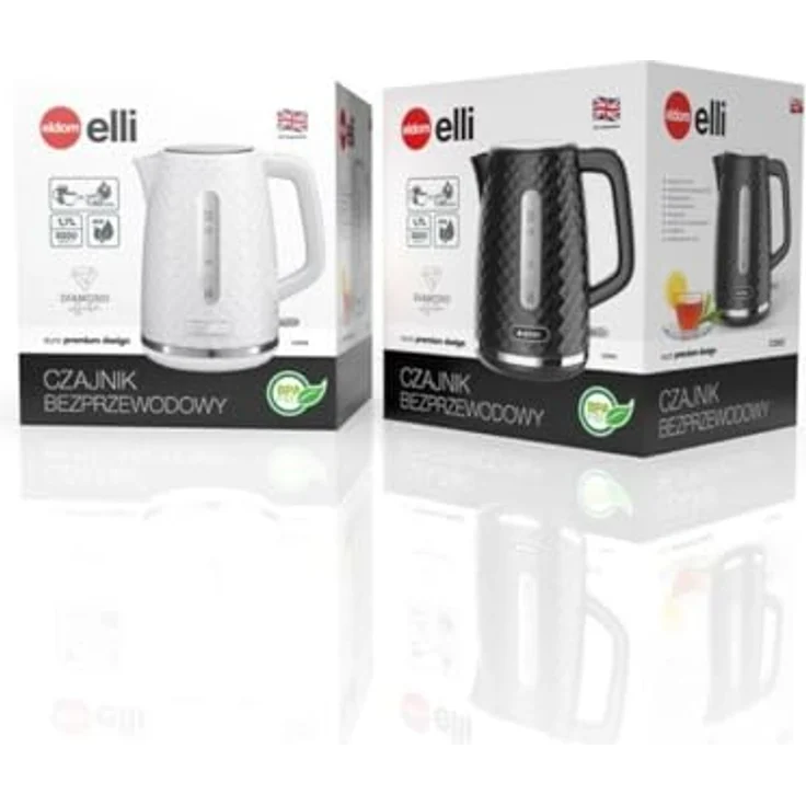Eldom C280B ELLI Wasserkocher, 2200W, 1,7 l, Kontrollleuchte, rotierende Basis, Wasserstandsanzeige, Kunststoff, weiß – Bild 4