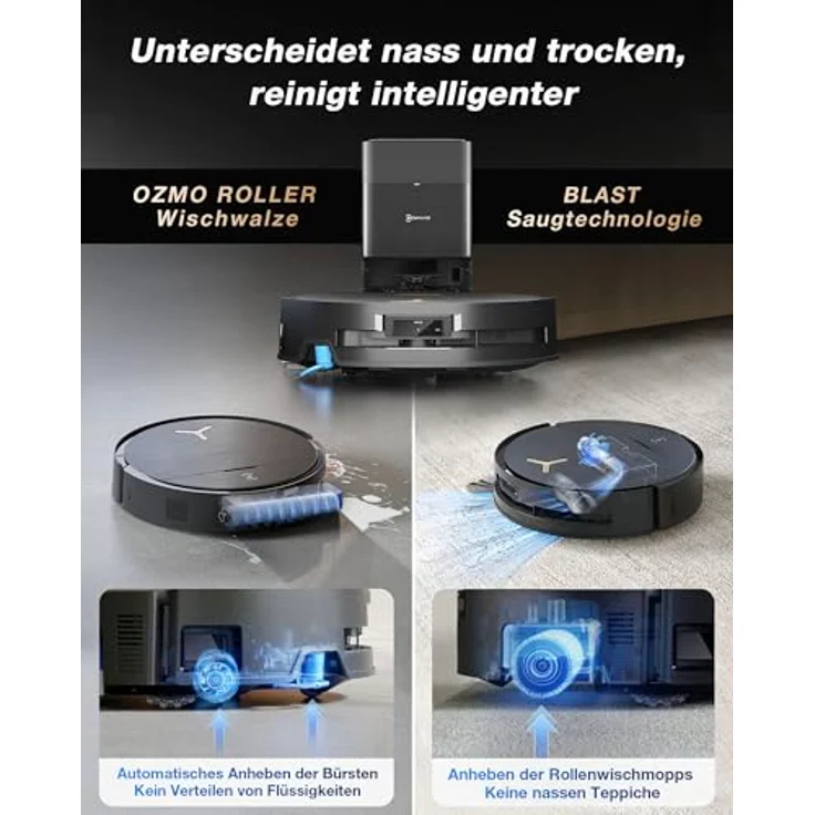 ECOVACS DEEBOT X9 PRO Omni Saugroboter mit Wischfunktion, 16.600 Pa Saugkraft, OZMO Roller, Heißwasser-Moppwäsche, ZeroTangle 3.0, All-in-One Omni Station, YIKO-GPT – Bild 2