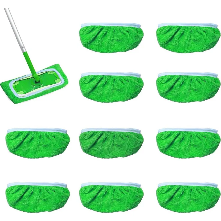 FELIXLEO Sprühwischer Bodentücher, 20-tlg. Waschbare Mehrweg-Wischtücher aus Korallen Samt für Swiffer Mop, grün