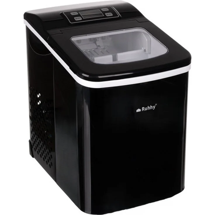 Ruhhy Eismaschine Express-Eisspender, 12 l, 120 W, Eiswürfelproduktion in 6–12 Minuten, schwarzer Edelstahl
