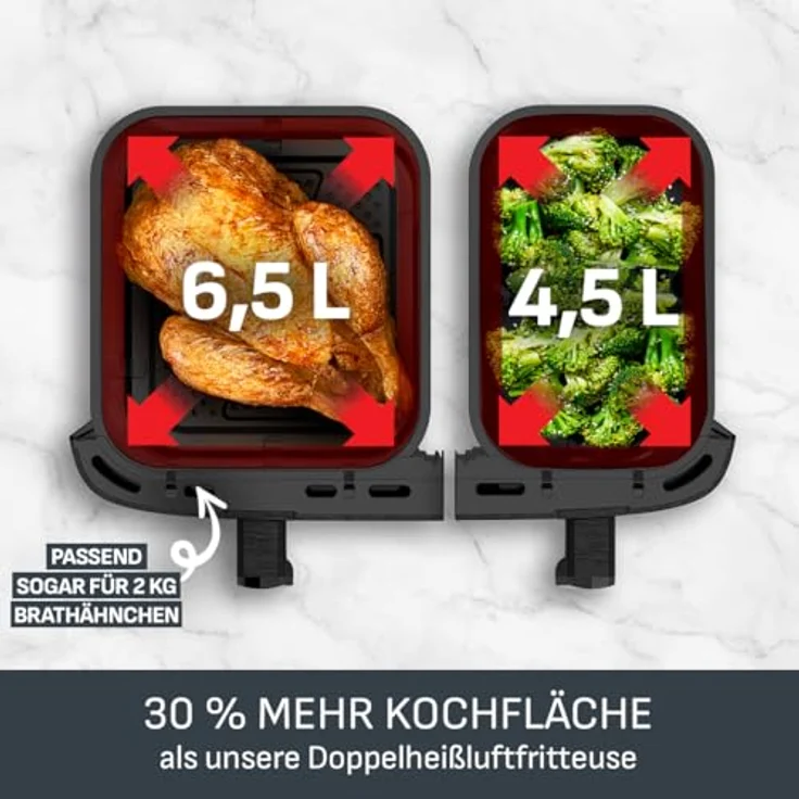 Tefal Dual Easy Fry XXL, Heißluftfritteuse mit 11 L, zwei Kammern, 7 Programme, Extra-Crisp-Technologie, spülmaschinenfest – Bild 4