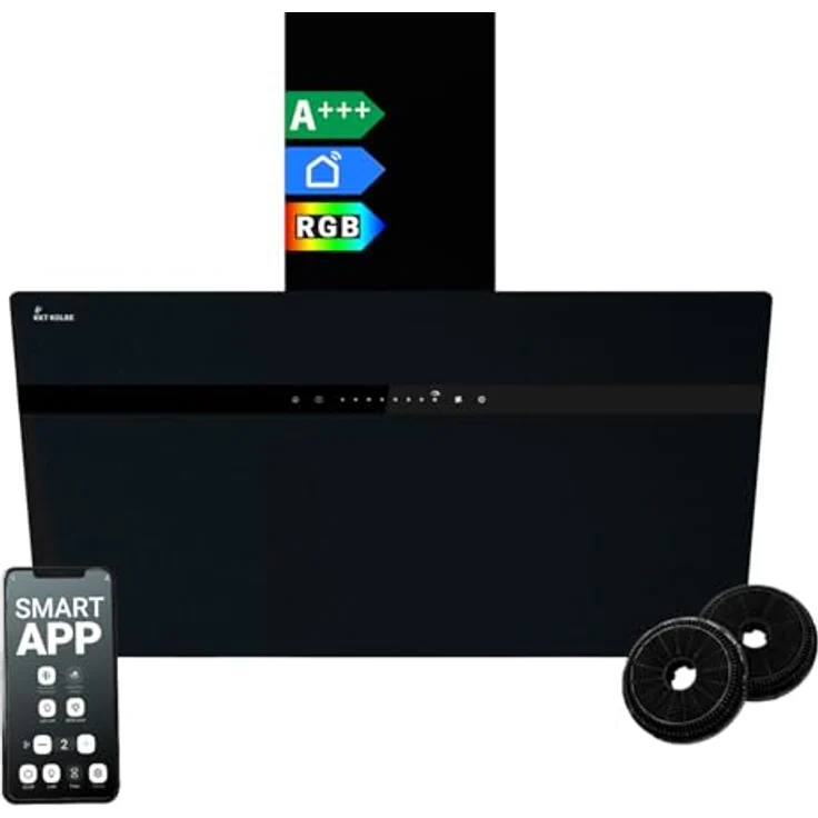 KKT KOLBE STYLE8005SMAO Dunstabzugshaube 80 cm 782 cbm/h WLAN RGBW-LED-Beleuchtung SensorTouch Bedienung, Edelstahl schwarzes Glas – Bild 1