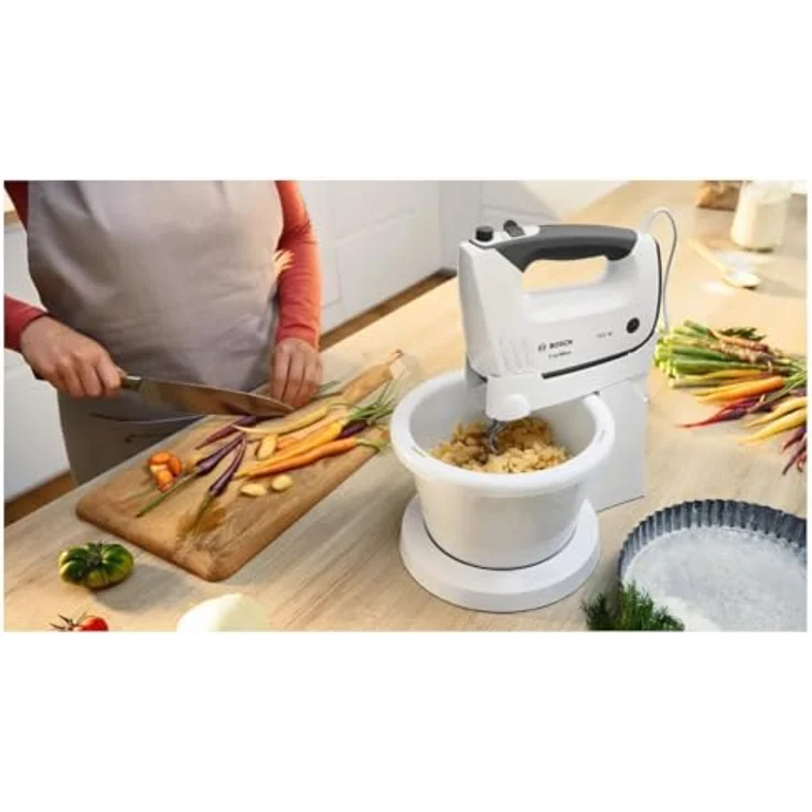 Bosch Hausgeräte MFQ37490, Handmixer mit 750 W Motor, ergonomischem Design und spülmaschinenfesten Teilen, Weiss/Grau – Bild 5
