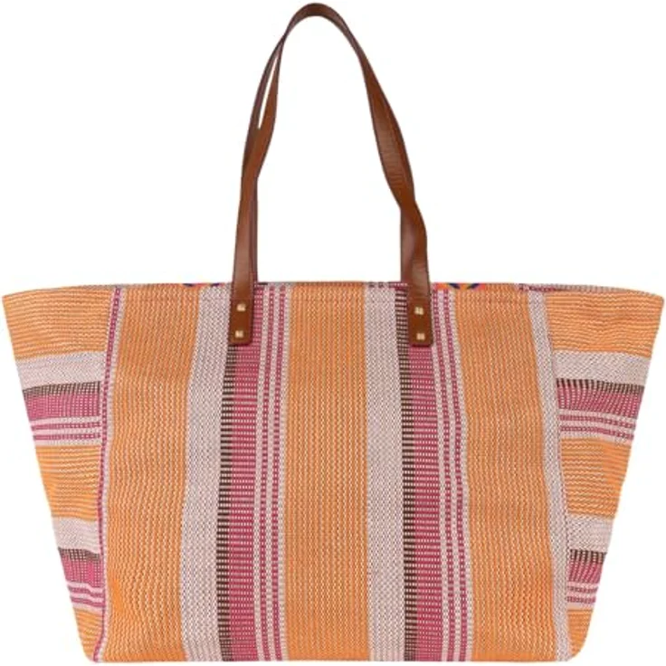 Oilily Stripes Shopper Tasche, orange, 39 cm x 26 cm x 34 cm, 100% Polyester – Bild 3