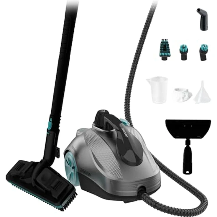Cecotec Dampfreiniger Hydrosteam 2000 Easyhome Max, 2000 W, 60 g/min Dampfausstoß, 5 bar Druck, XXL 2L Tank, 150 Minuten Laufzeit, 7,5 m Aktionsradius, Zubehörset inklusive – Bild 1