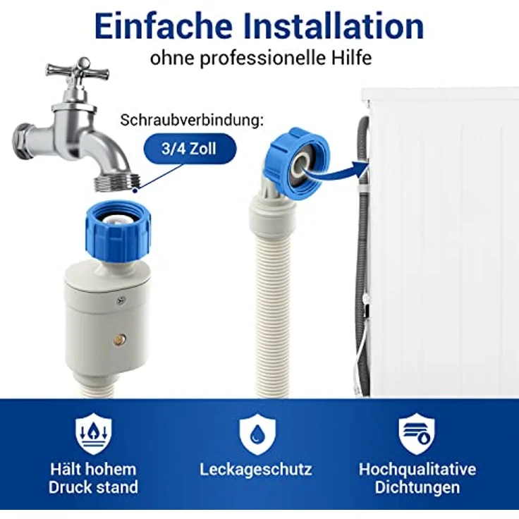 VIOKS Aquastop Schlauch 3/4 Zoll, 3 m Zulaufschlauch für Waschmaschine und Spülmaschine, temperaturbeständig bis 25 °C – Bild 4