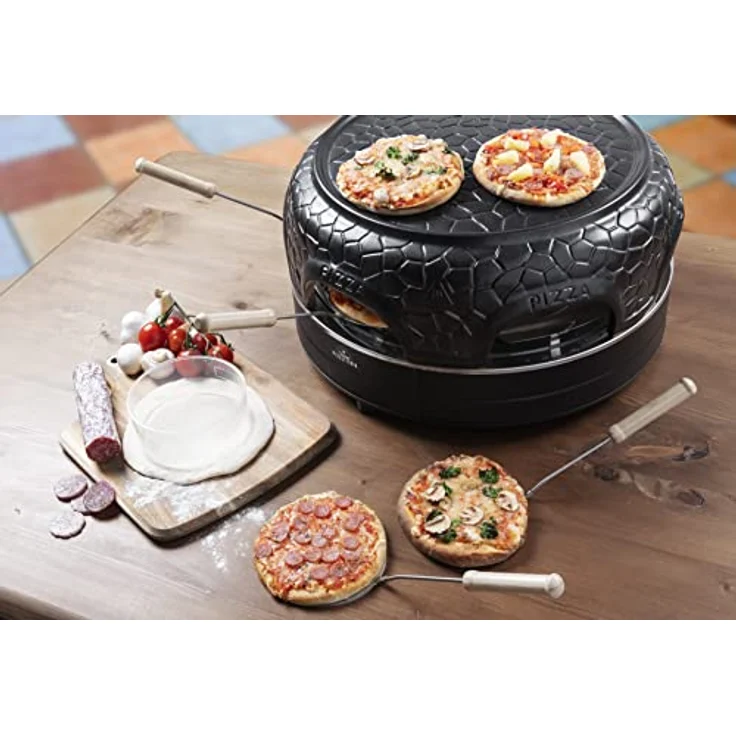 Bestron APD600Z Pizzaofen für bis zu 6 Personen, Pizza dome für kleine Pizzen (Ø 10 cm), mit Keramik-Kuppel, ca. 12-15 Minuten Garzeit, 860 Watt, Farbe: Schwarz – Bild 4